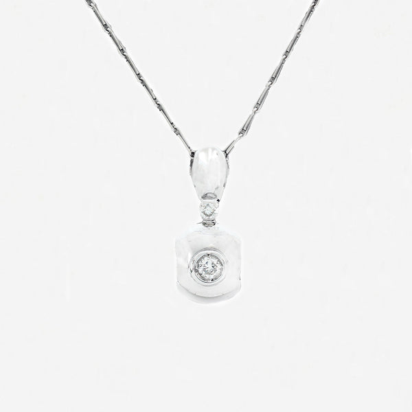 Diamond Pendant & Chain in 18ct White Gold - Secondhand