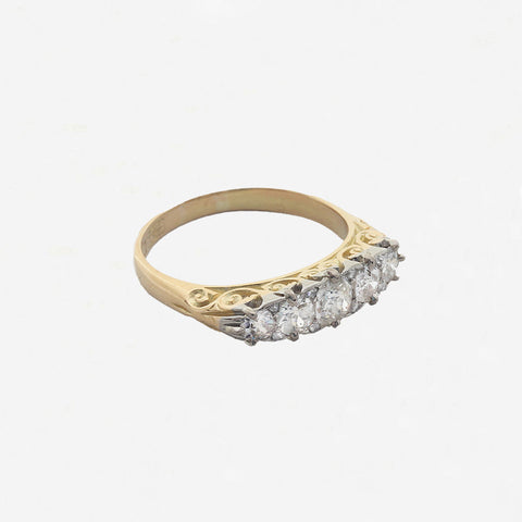 Diamond Victorian Five Stone Ring in 18ct & Platinum - Secondhand
