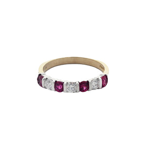 Ruby & Diamond Half Eternity Ring in 18ct Gold