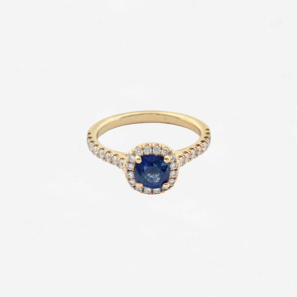 Sapphire and Diamond Cluster Ring in 18ct Gold - Secondhand