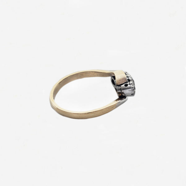 diamond 3 stone ring in platinum and gold