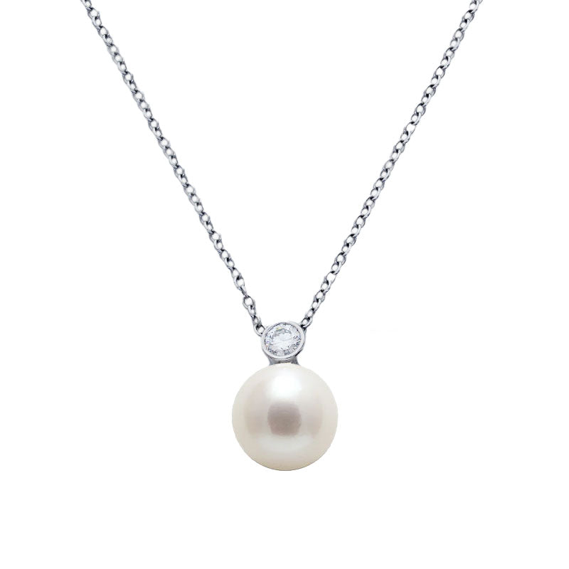 Cultured Pearl and Diamond Pendant Necklace