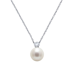 Cultured Pearl and Diamond Pendant Necklace