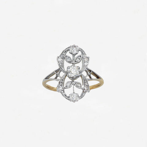 Diamond Edwardian Plaque Set Ring - Secondhand