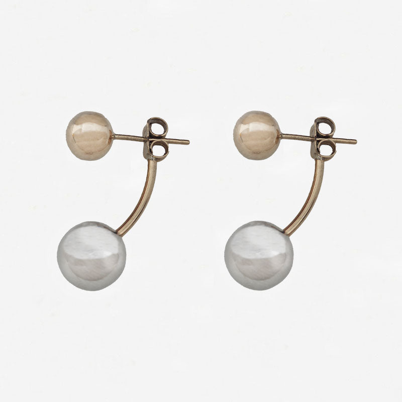 9ct Yellow and White Ball Earrings - Secondhand