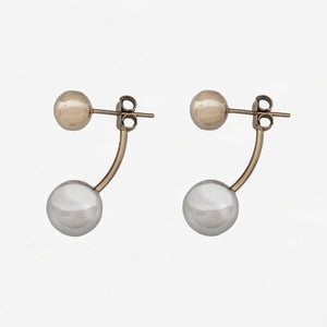 9ct Yellow and White Ball Earrings - Secondhand
