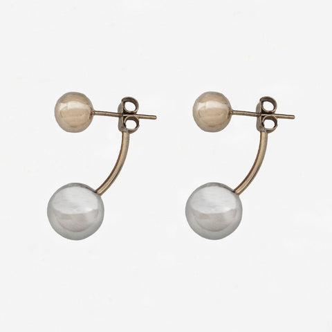 9ct Yellow and White Ball Earrings - Secondhand