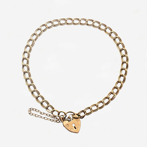 9ct Gold Curb Link Bracelet with Padlock - Secondhand
