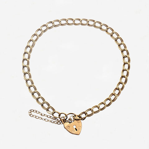 9ct Gold Curb Link Bracelet with Padlock - Secondhand