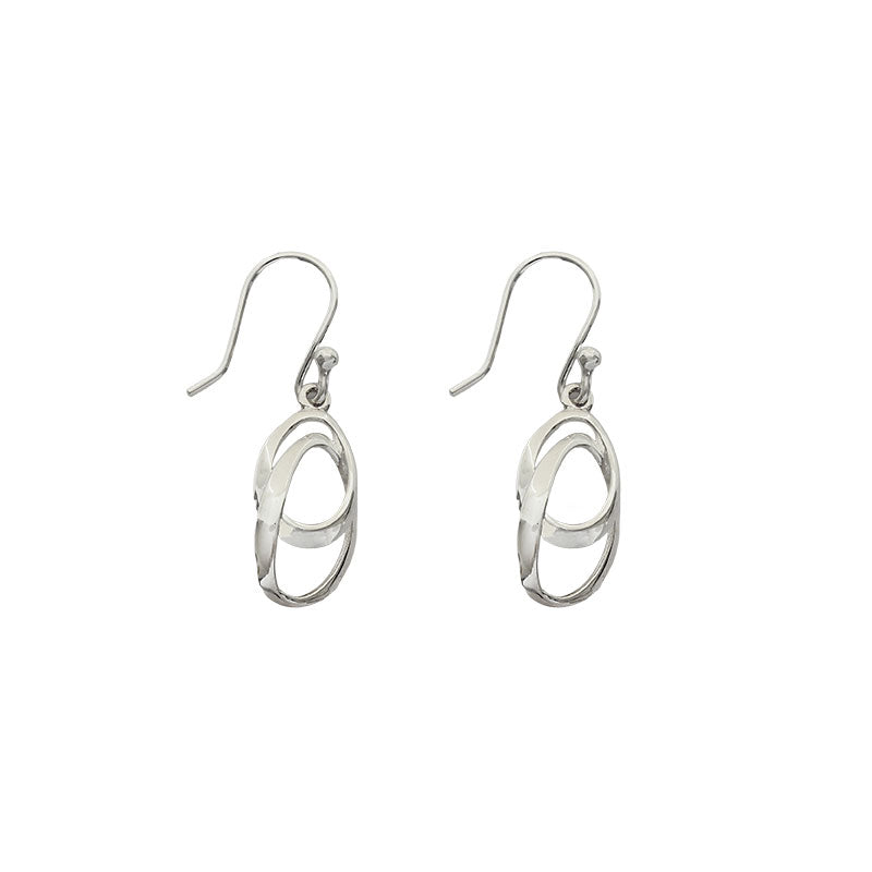 Sterling Silver Double Oval Drop Earrings