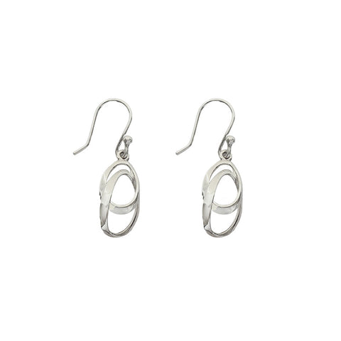 Sterling Silver Double Oval Drop Earrings