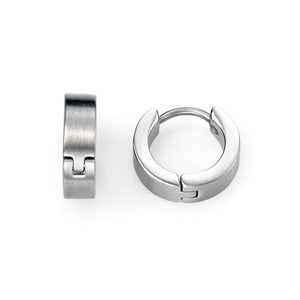 Stainless Steel Textured Huggie Hoop Earrings by Fred Bennett