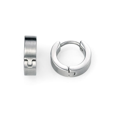 Stainless Steel Textured Huggie Hoop Earrings by Fred Bennett