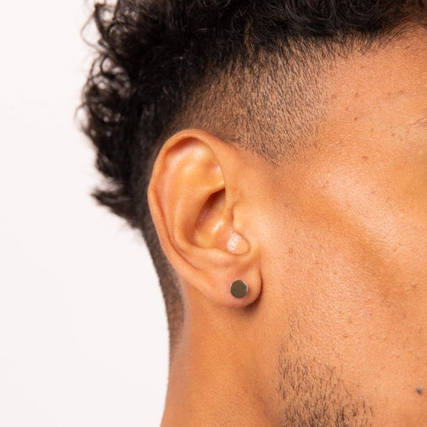 Stainless Steel Plain Round Stud Earring by Fred Bennett