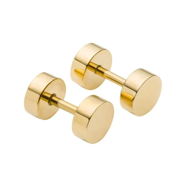 Gold Plated Stainless Steel Plain Round Stud Earring by Fred Bennett