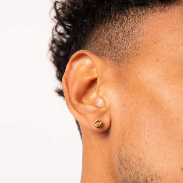 Gold Plated Stainless Steel Plain Round Stud Earring by Fred Bennett