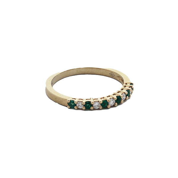Emerald & Diamond Half Eternity Ring in 18ct Gold