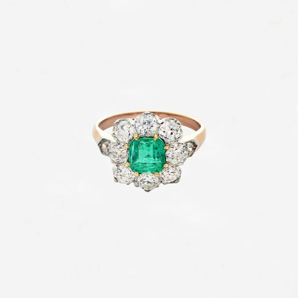 Emerald and Diamond Cluster Ring - Secondhand