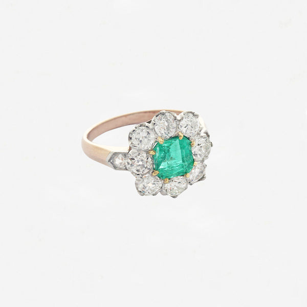 Emerald and Diamond Cluster Ring - Secondhand