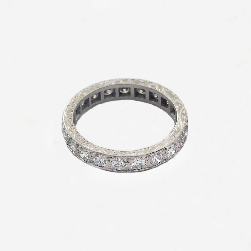 diamond eternity ring white metal scroll