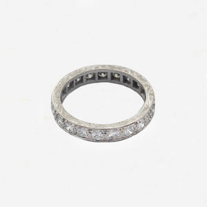 diamond eternity ring white metal scroll
