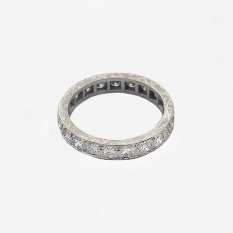 diamond eternity ring white metal scroll