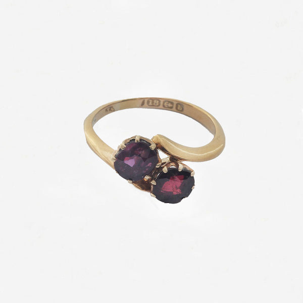 Garnet Crossover Ring 18ct Gold Edwardian- Secondhand
