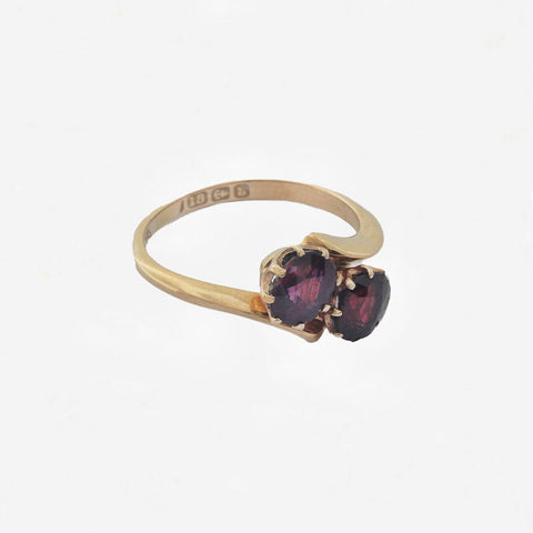 Garnet Crossover Ring 18ct Gold Edwardian- Secondhand