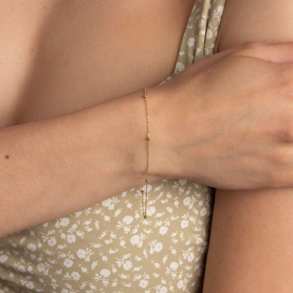 9ct Gold Fine Ball Station Bracelet