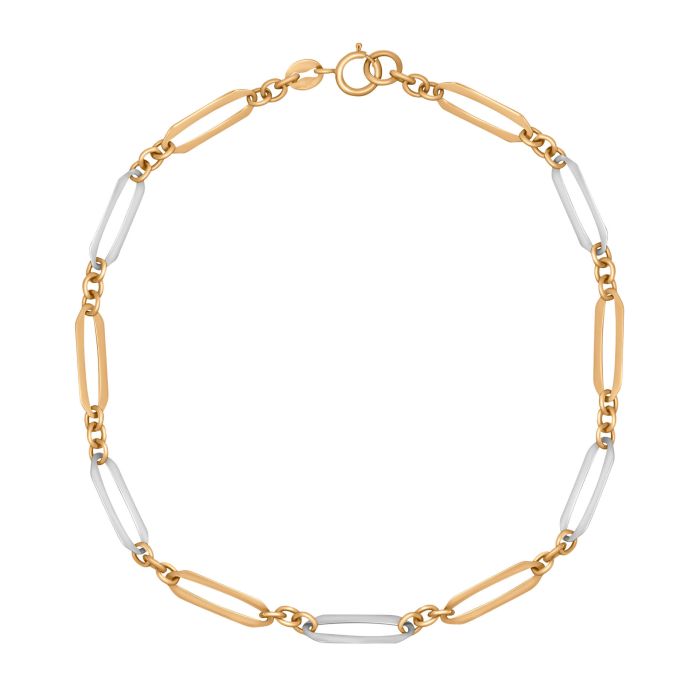 9ct White & Yellow Gold Elongated Link Bracelet