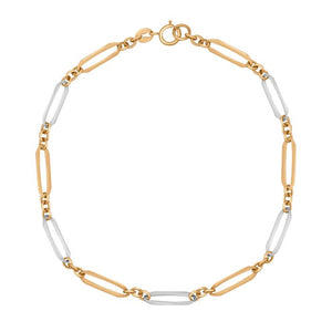 9ct White & Yellow Gold Elongated Link Bracelet