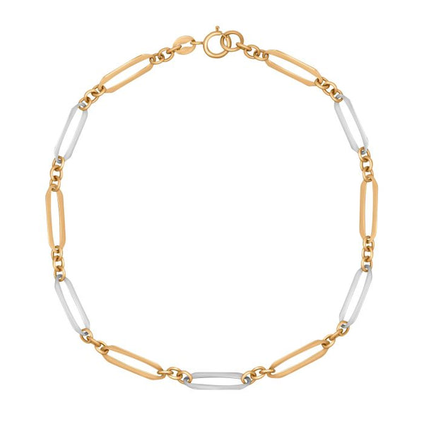 9ct White & Yellow Gold Elongated Link Bracelet