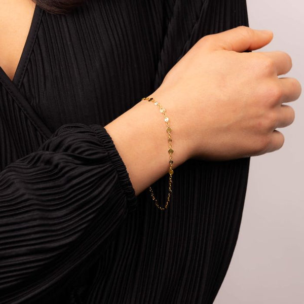 9ct Gold Discs and Chain Bracelet