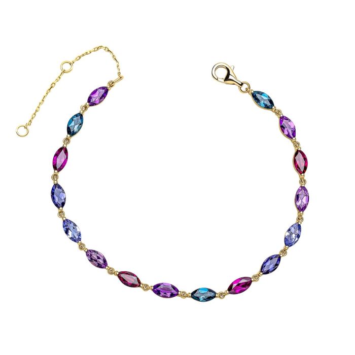 Semi-Precious Navette Tennis Bracelet in 9ct Gold