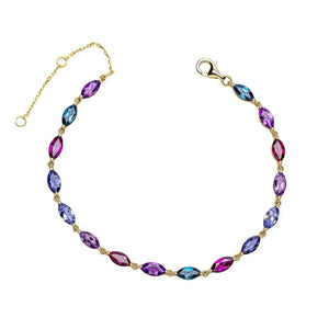 Semi-Precious Navette Tennis Bracelet in 9ct Gold