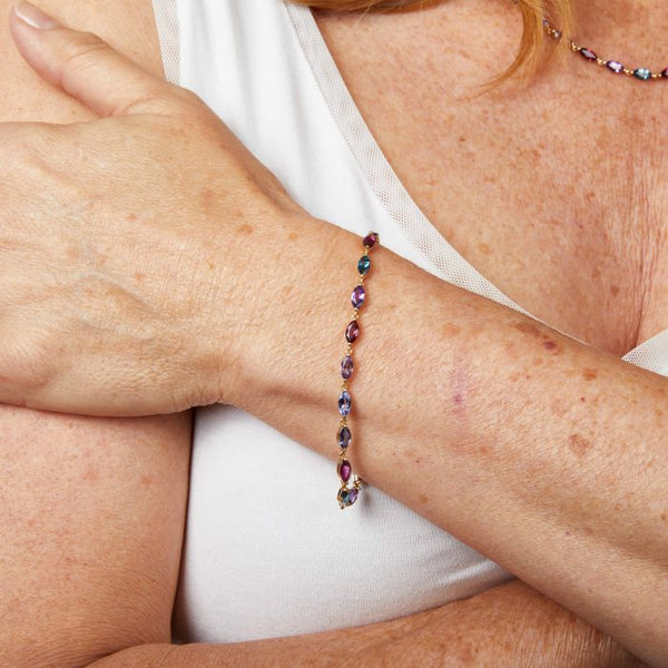 Semi-Precious Navette Tennis Bracelet in 9ct Gold
