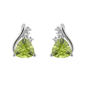 Peridot & White Topaz Earrings in 9ct White Gold
