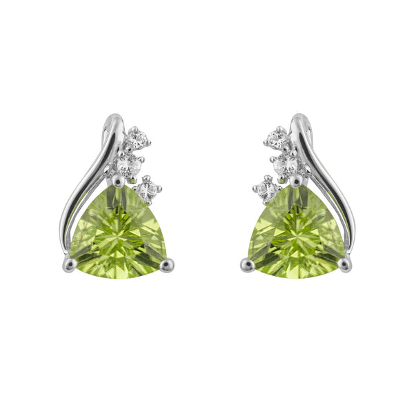 Peridot & White Topaz Earrings in 9ct White Gold