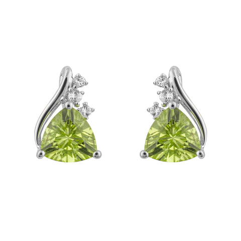 Peridot & White Topaz Earrings in 9ct White Gold