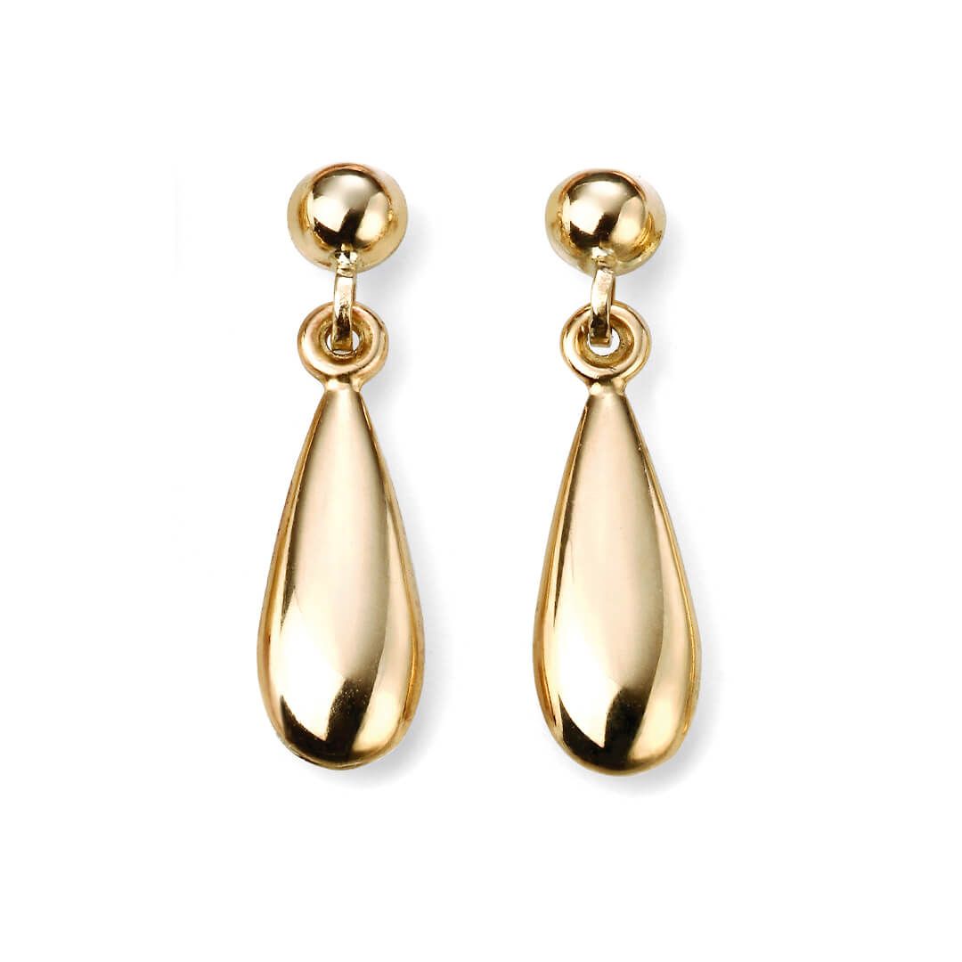 9ct Yellow Gold Pear Shape Drop Earrings