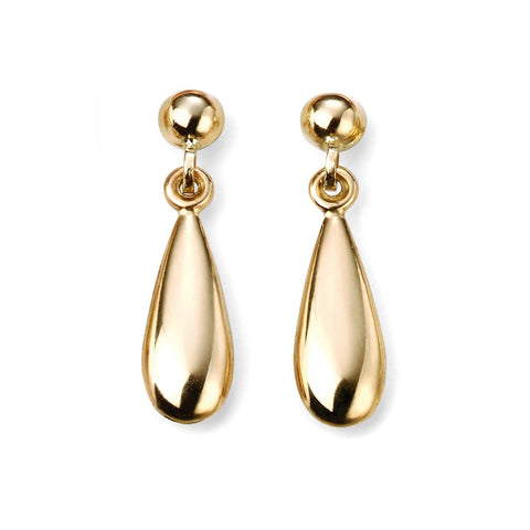 9ct Yellow Gold Pear Shape Drop Earrings
