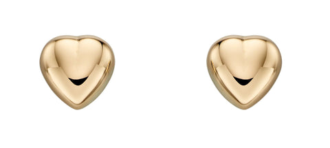 9ct Yellow Gold Heart Stud Earrings