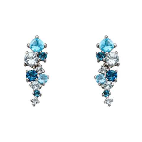 Blue Topaz Scatter Earrings in 9ct White Gold