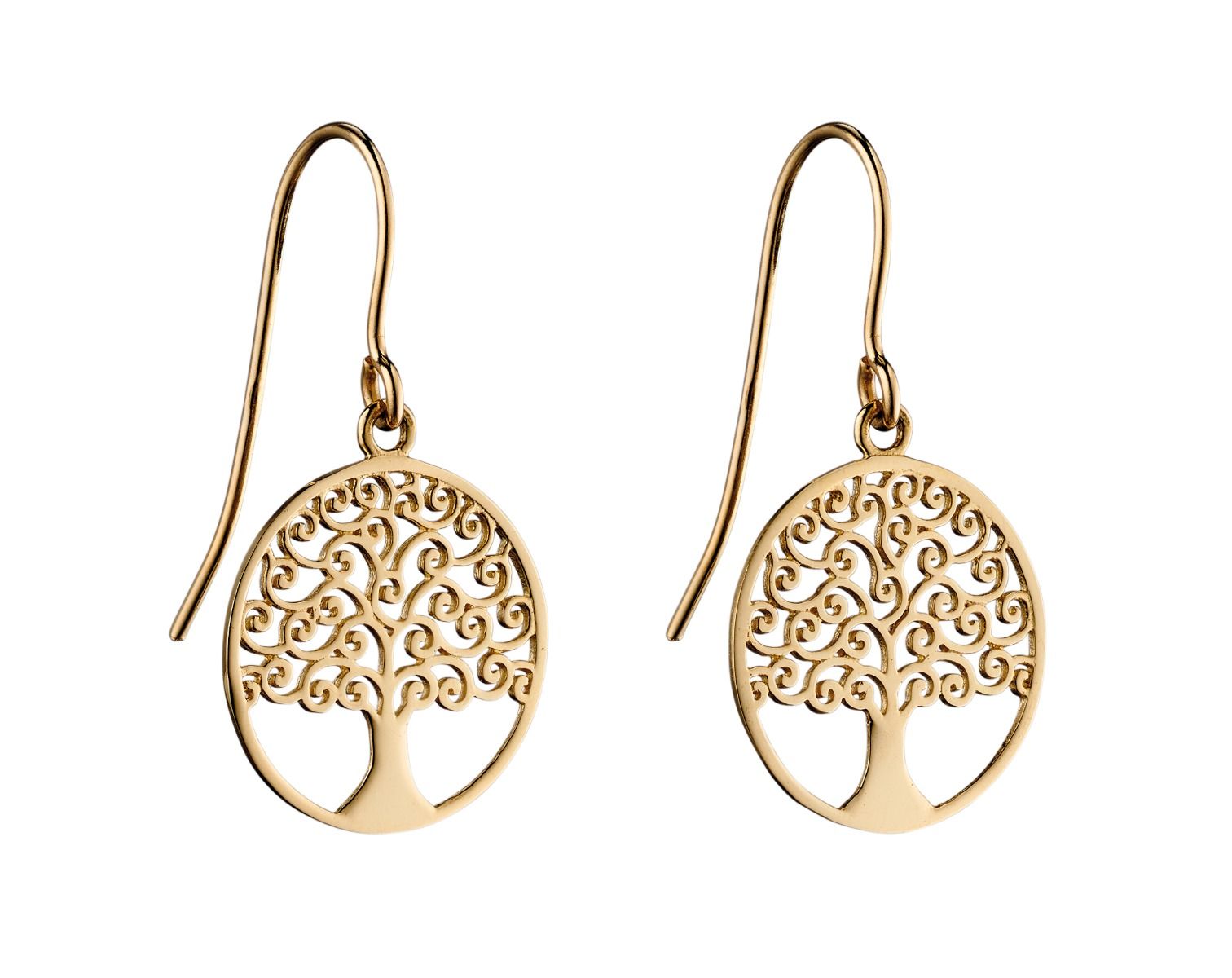 9ct Yellow Gold Tree Of Life Drop Earrings