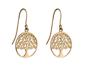 9ct Yellow Gold Tree Of Life Drop Earrings
