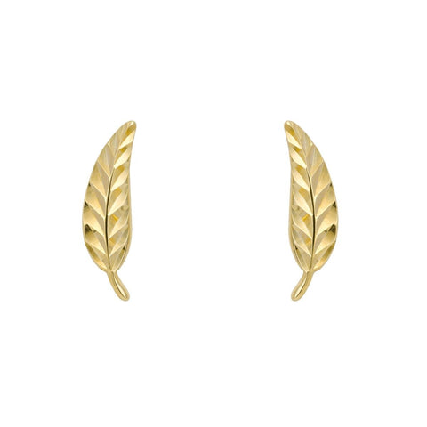 9ct Yellow Gold Feather Earrings