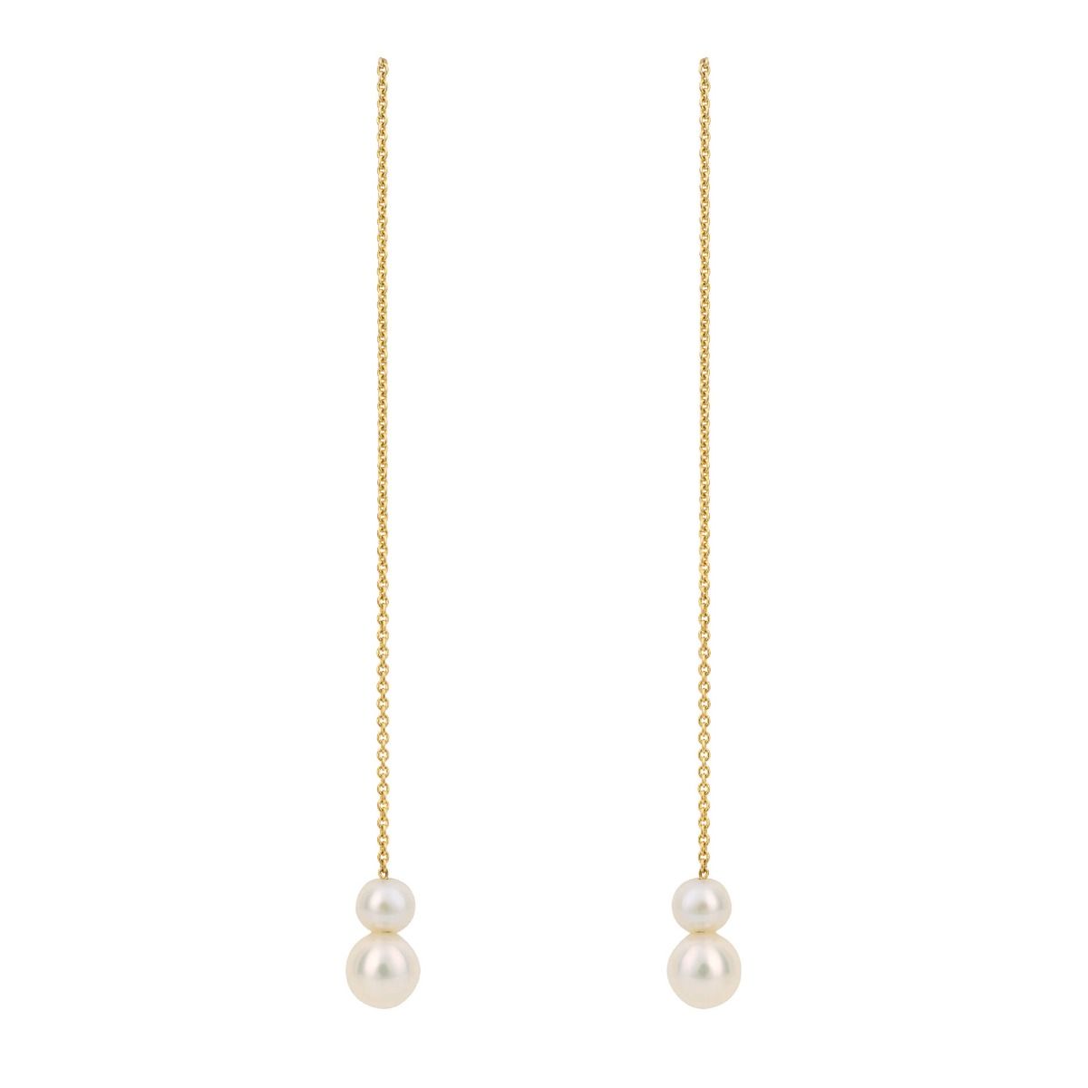 Freshwater Pearl & 9ct Gold Pull Through Earrings