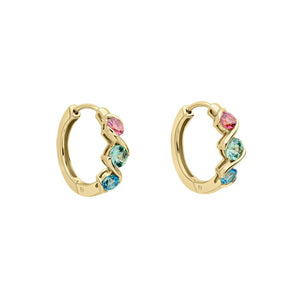 Blue Topaz, Tourmaline & Sapphire Amalfi Three Colour Twist Hoop Earrings in 9ct Gold