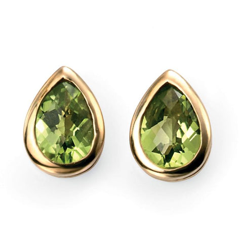 Peridot Pear Shape Earrings in 9ct Gold