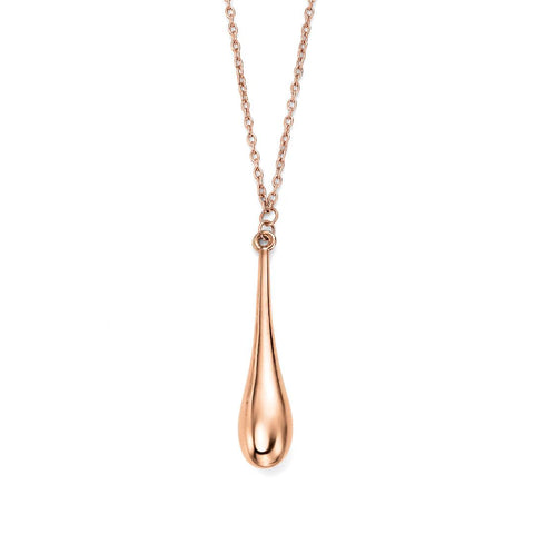 9ct Rose Gold Elongated Drop Necklace